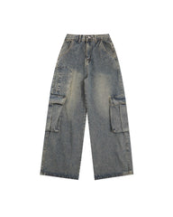 American vintage washed distressed jeans