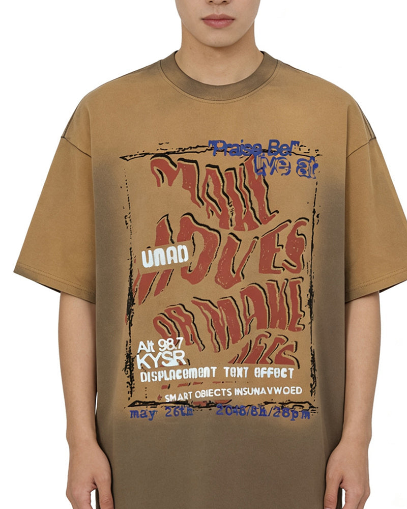 Distressed printed short sleeves