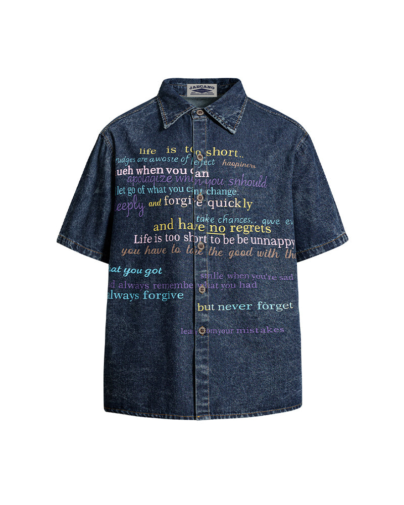 Retro washed English short-sleeved shirt