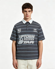 Retro striped short-sleeved shirt