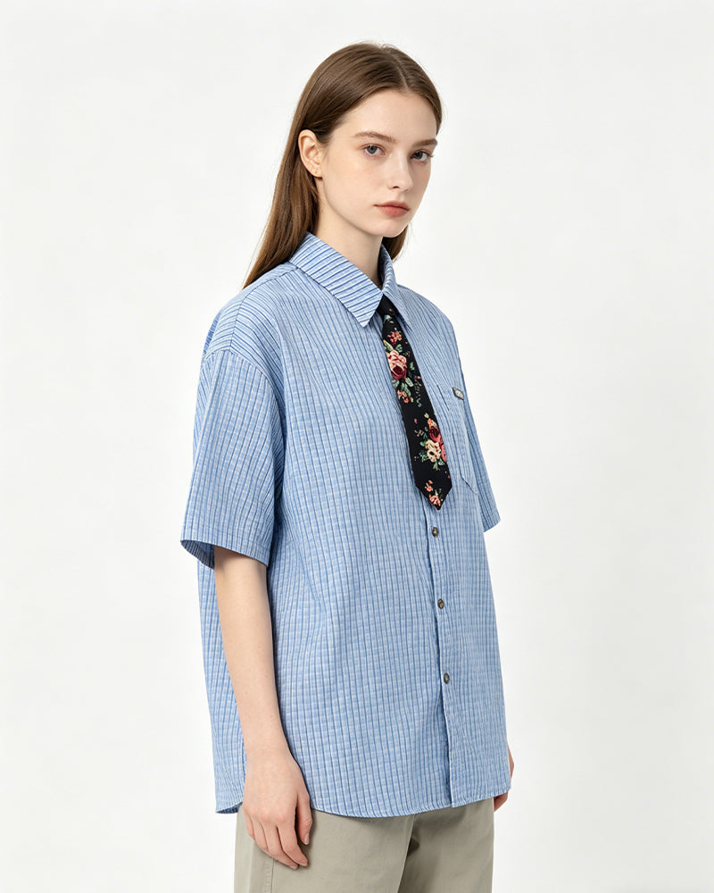Retro plaid short-sleeved shirt