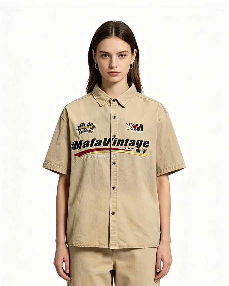 Distressed casual short-sleeved shirt