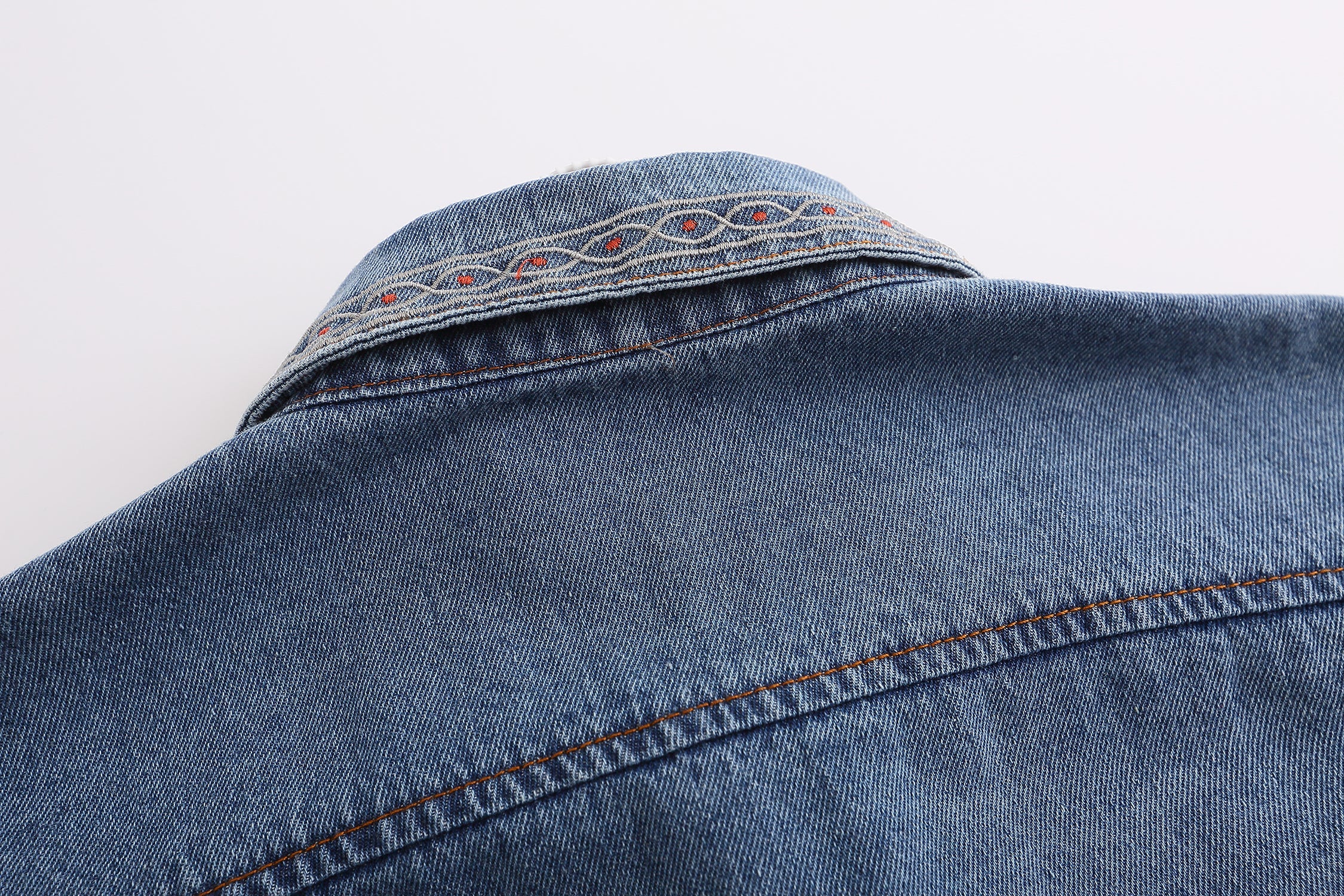 American vintage seaside embroidered denim shirt