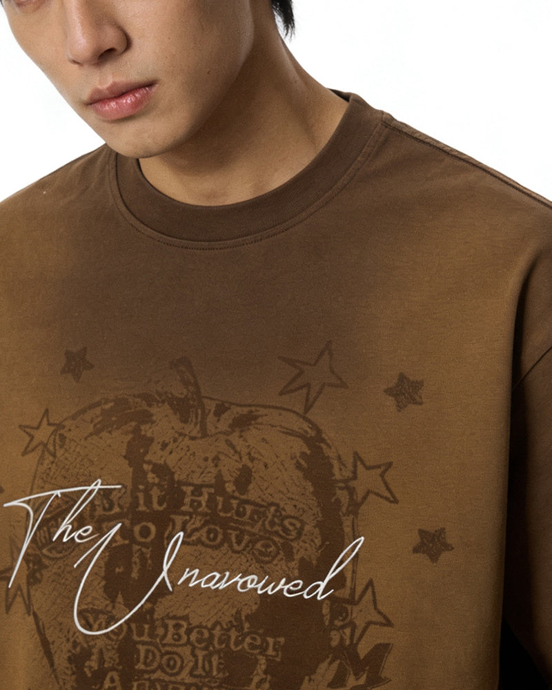Faded distressed short-sleeved top