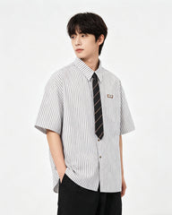 Striped shirt with vintage tie