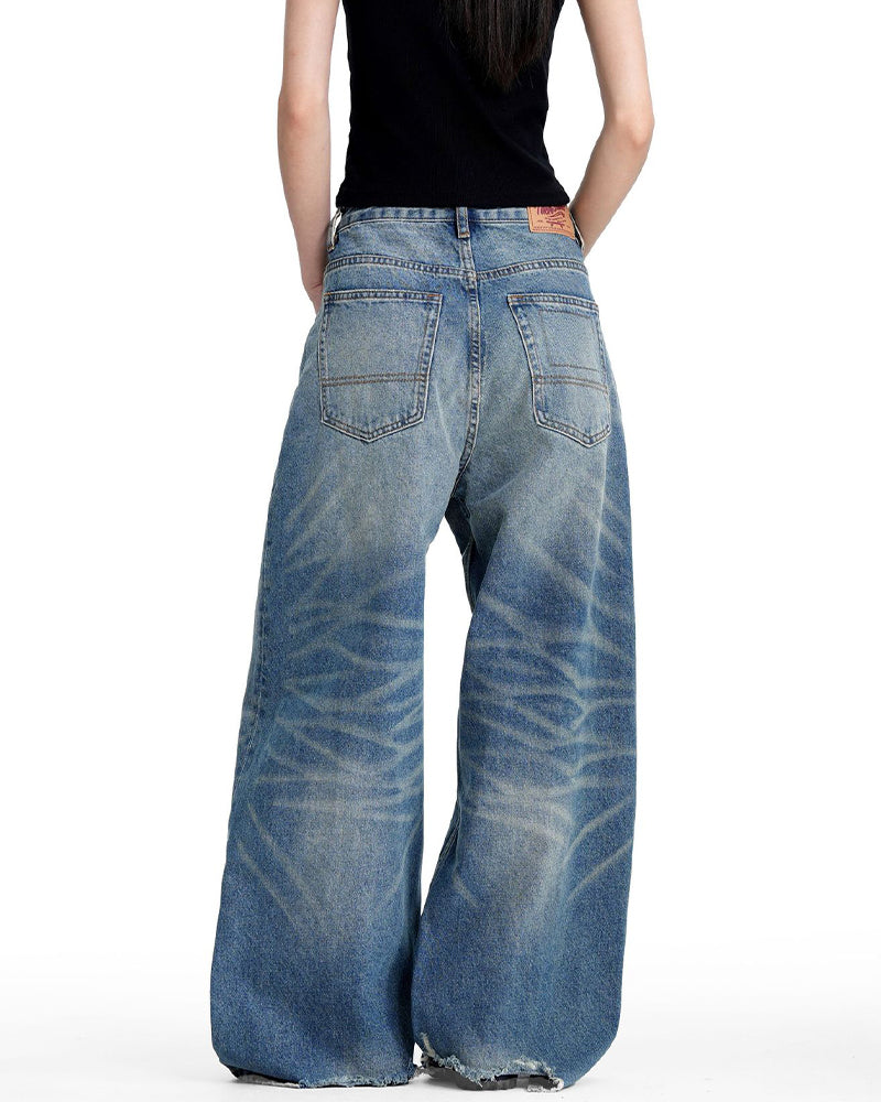 Retro washed denim jeans