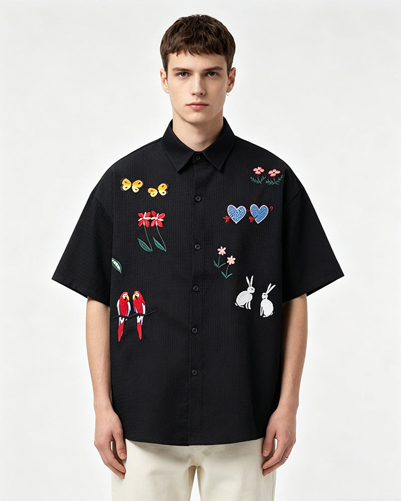 Colorful floral short-sleeved shirt