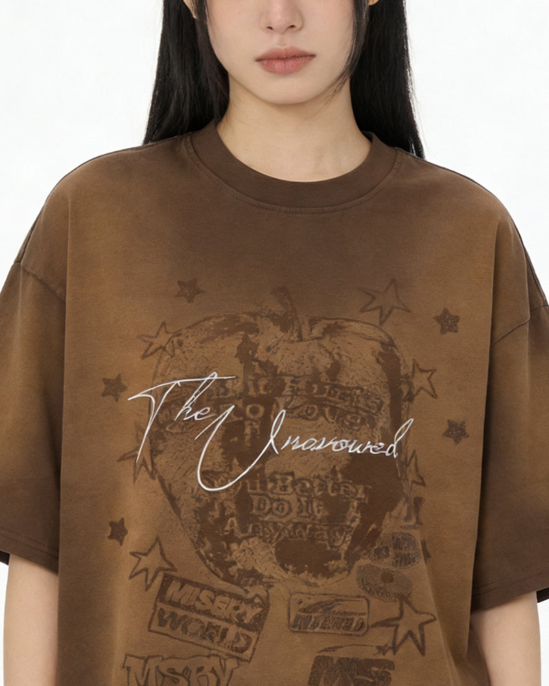 Faded distressed short-sleeved top
