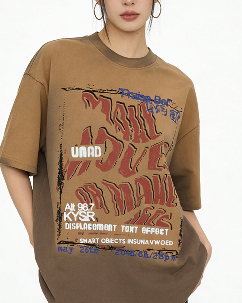 Distressed printed short sleeves
