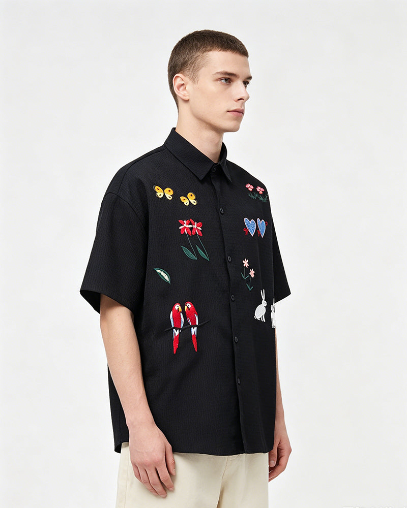 Colorful floral short-sleeved shirt
