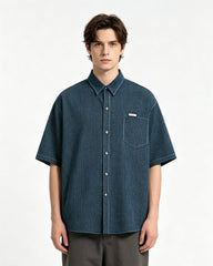 Simple plaid short-sleeved shirt