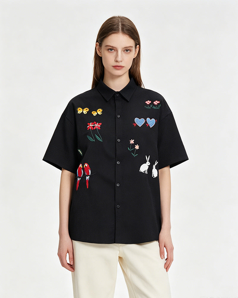 Colorful floral short-sleeved shirt