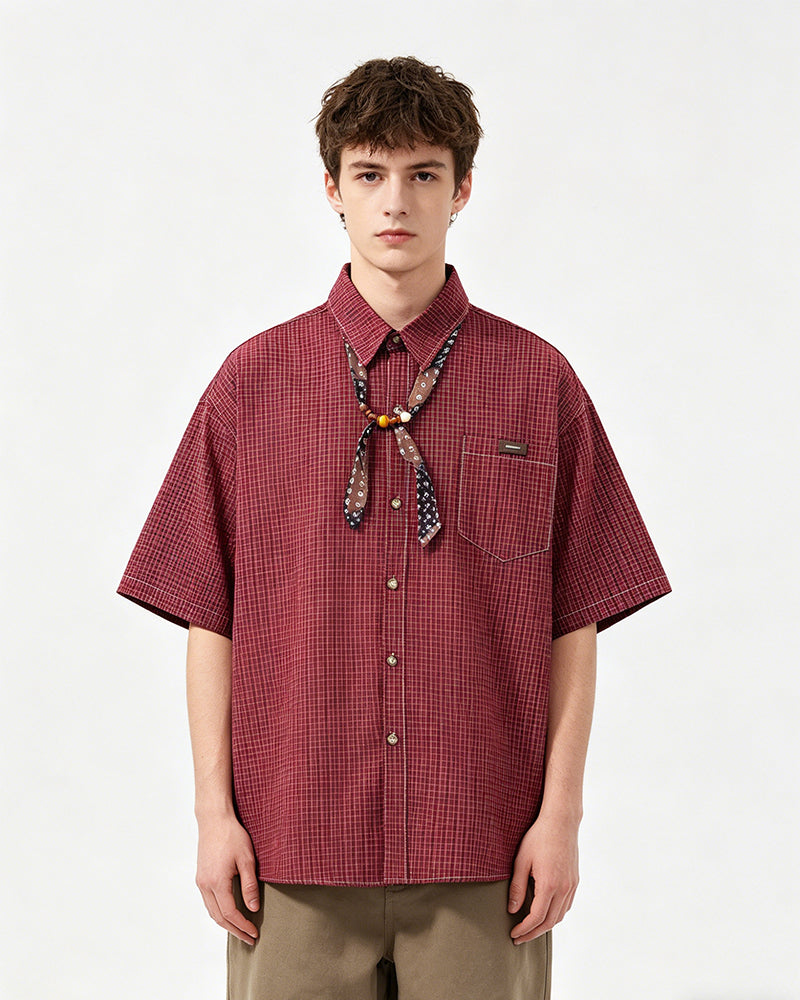 Retro striped short-sleeved shirt