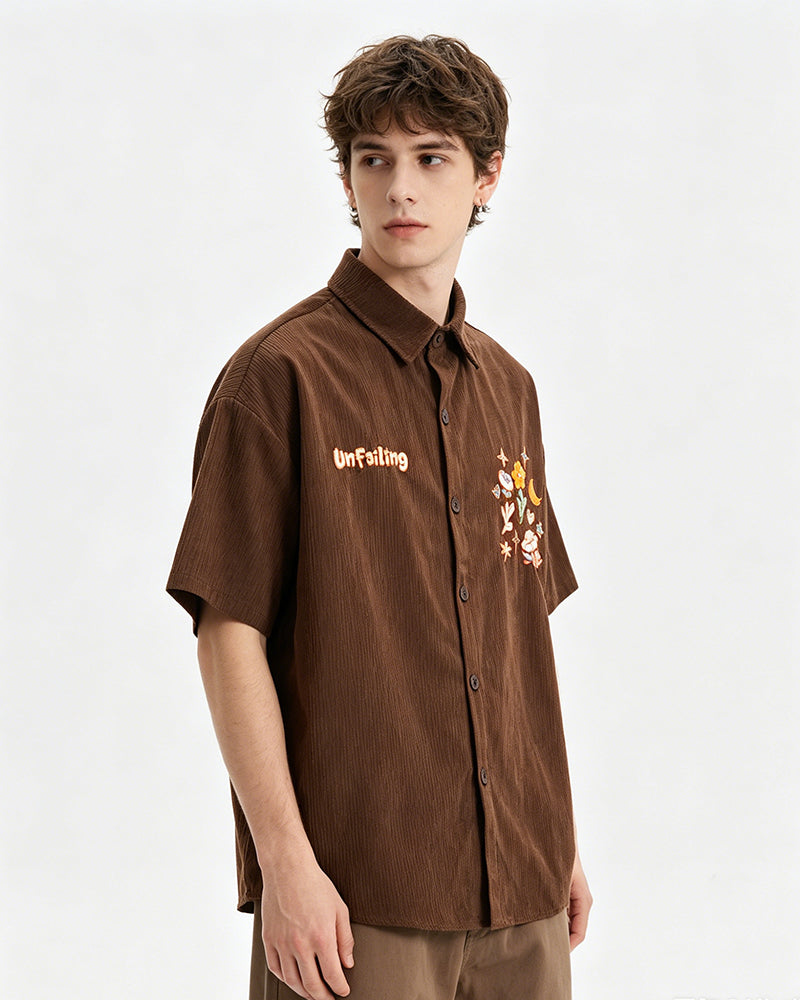 Retro floral short-sleeved shirt