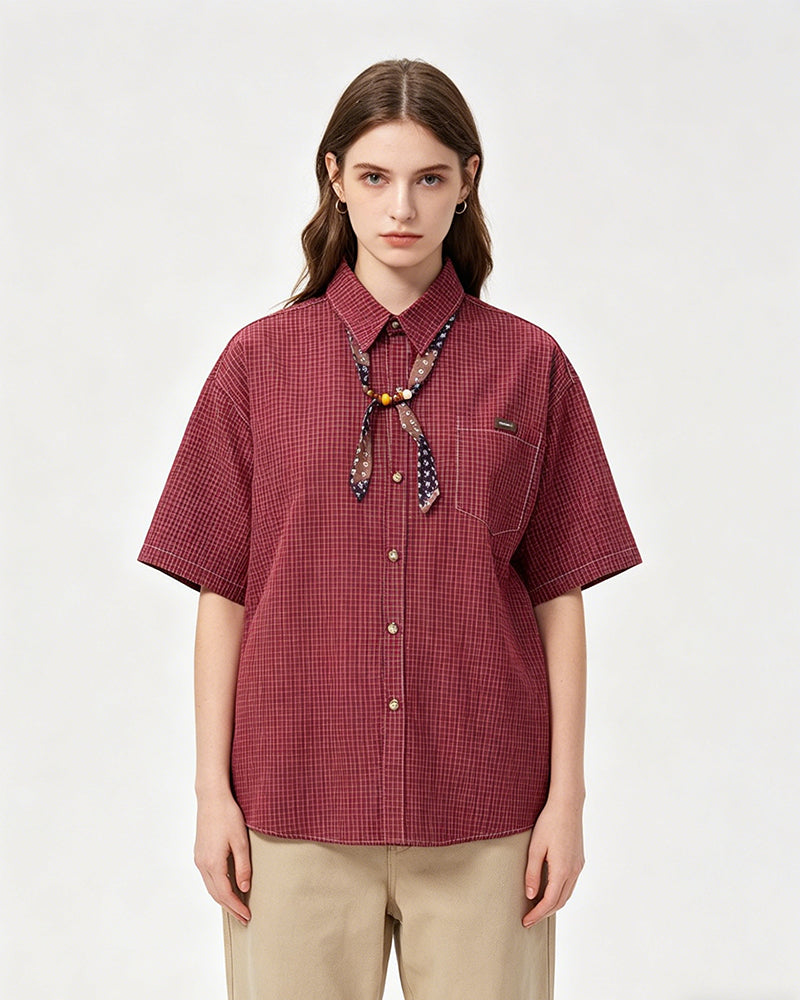 Retro striped short-sleeved shirt