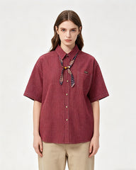 Retro striped short-sleeved shirt