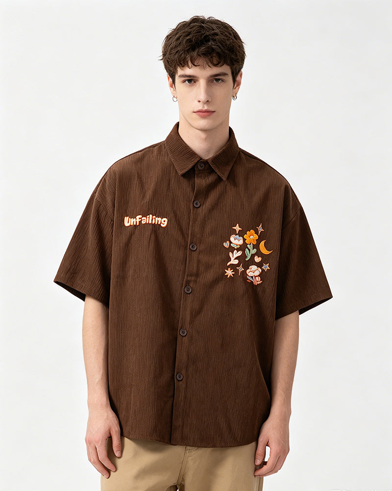 Retro floral short-sleeved shirt