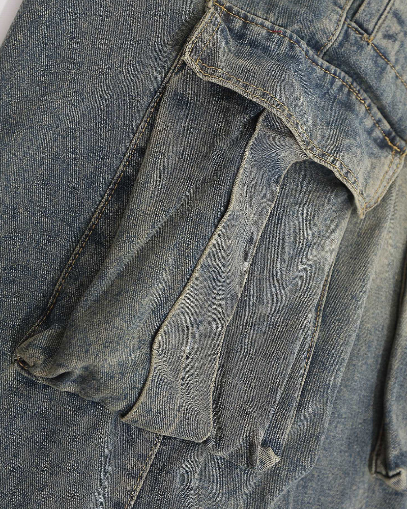 American vintage washed distressed jeans