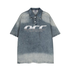 Vintage loose denim short sleeves