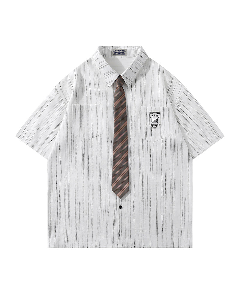 Vintage Striped Short Sleeve Shirt
