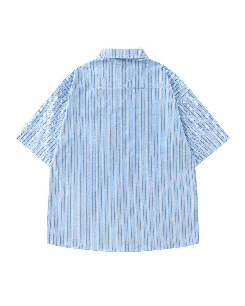 Simple striped short-sleeved shirt
