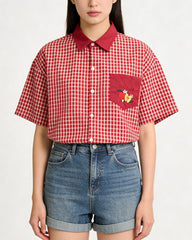 Vintage check short-sleeved shirt