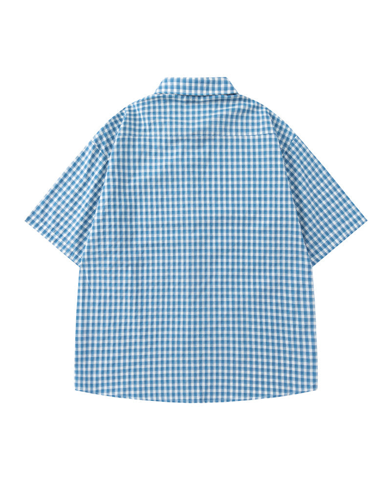 Retro plaid short-sleeved shirt