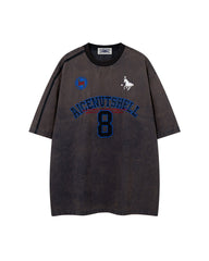 Washed distressed short-sleeved shirt