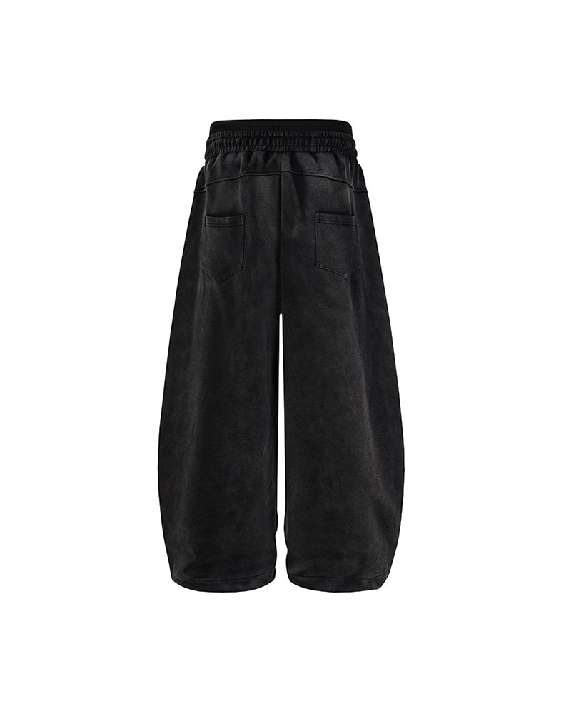 Double-waisted casual trousers