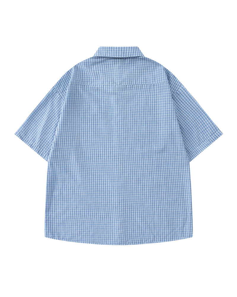 Retro plaid short-sleeved shirt