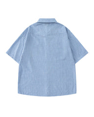 Retro plaid short-sleeved shirt