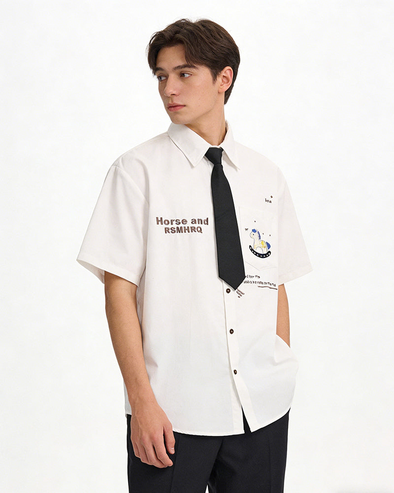 Vintage Embroidered Short Sleeve Shirt