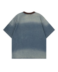 Retro denim short-sleeved shirt