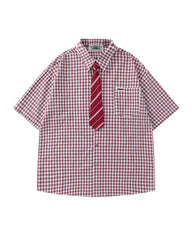Casual plaid short-sleeved shirt