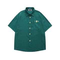 embroidered striped short-sleeved shirt