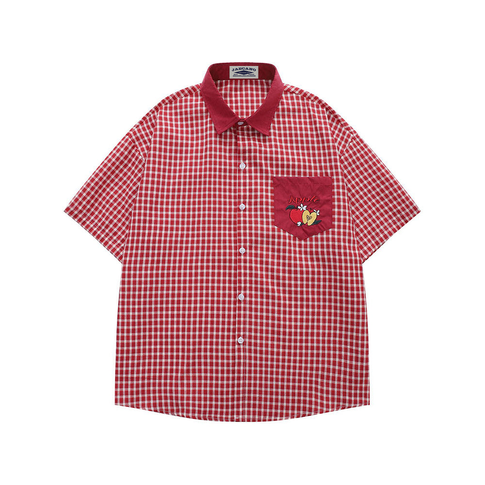 Vintage check short-sleeved shirt