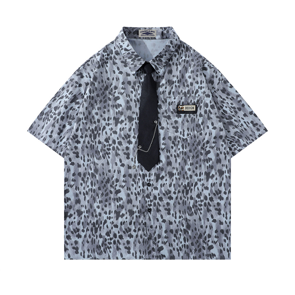 Vintage leopard print short sleeve shirt
