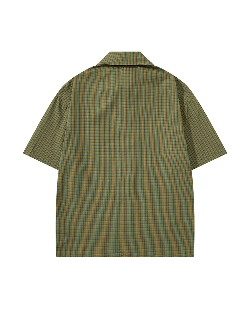 Retro plaid short-sleeved shirt