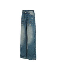 Faded distressed jeans