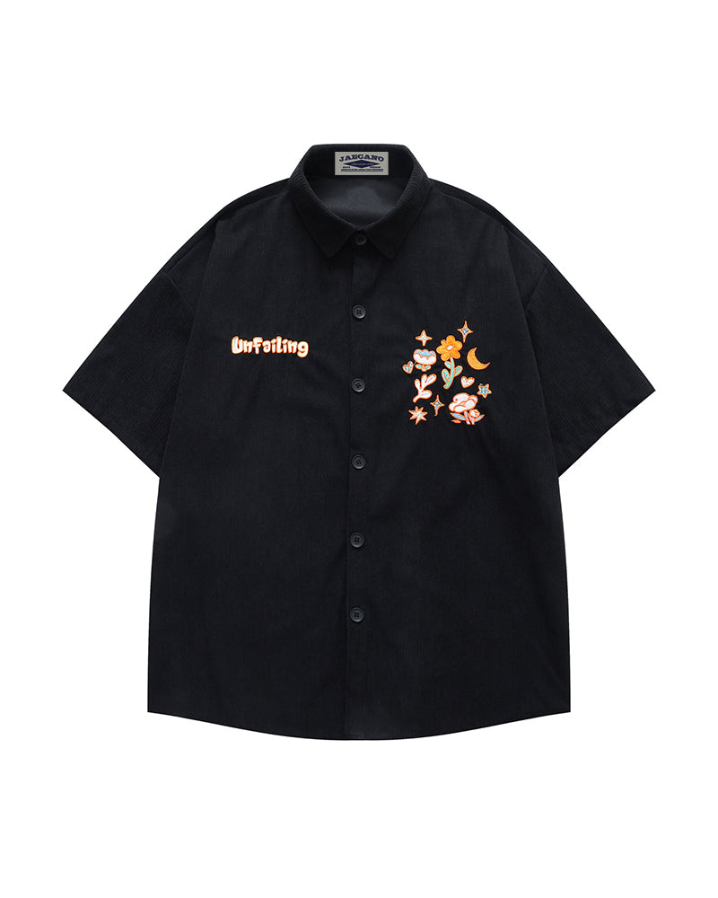 Retro floral short-sleeved shirt