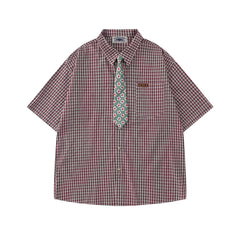 Simple plaid short-sleeved shirt