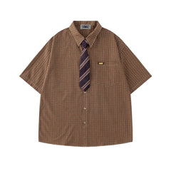 Simple plaid short-sleeved shirt