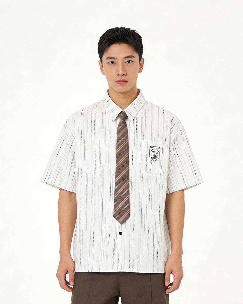 Vintage Striped Short Sleeve Shirt