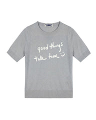 Letter short-sleeved knit sweater
