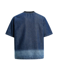 Gradient denim washed short-sleeved shirt