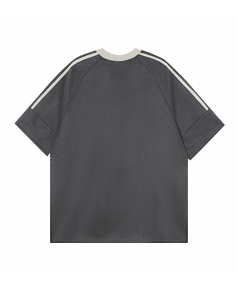 American retro patchwork contrasting short sleeves