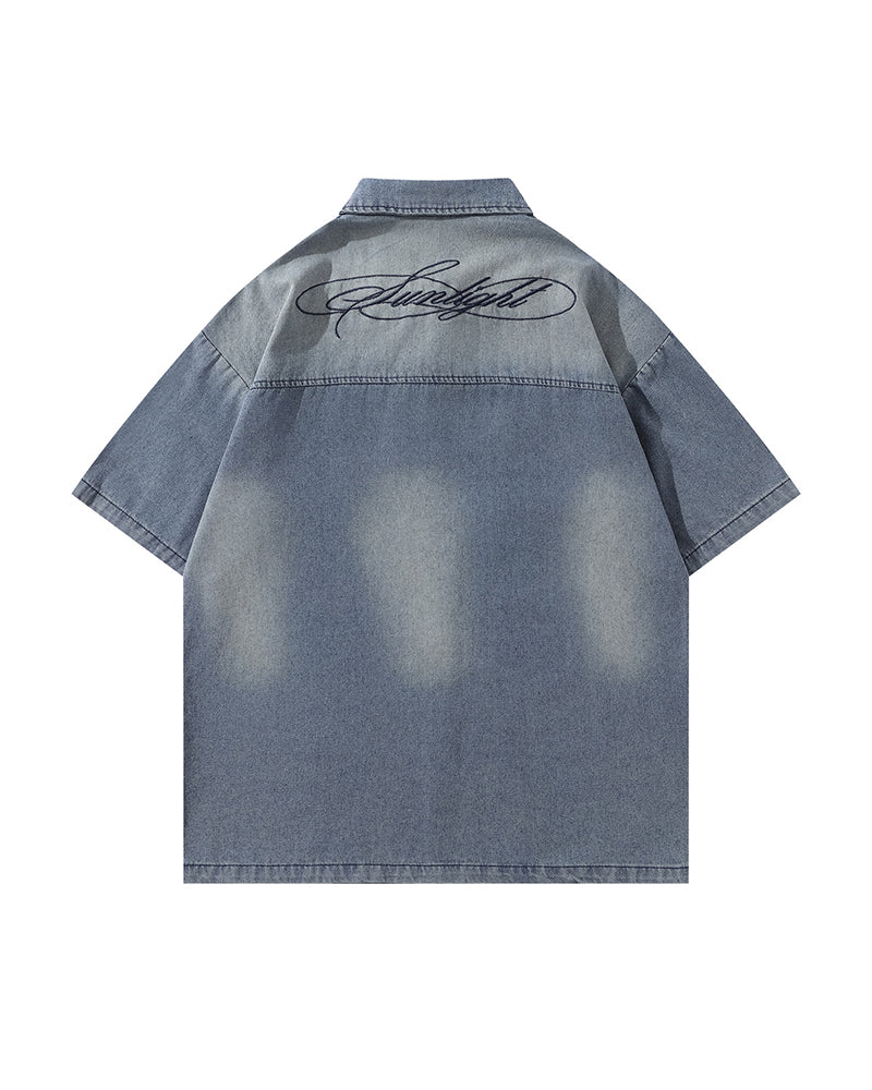 Star Embroidered Short-Sleeve Shirt