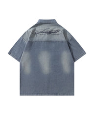 Star Embroidered Short-Sleeve Shirt
