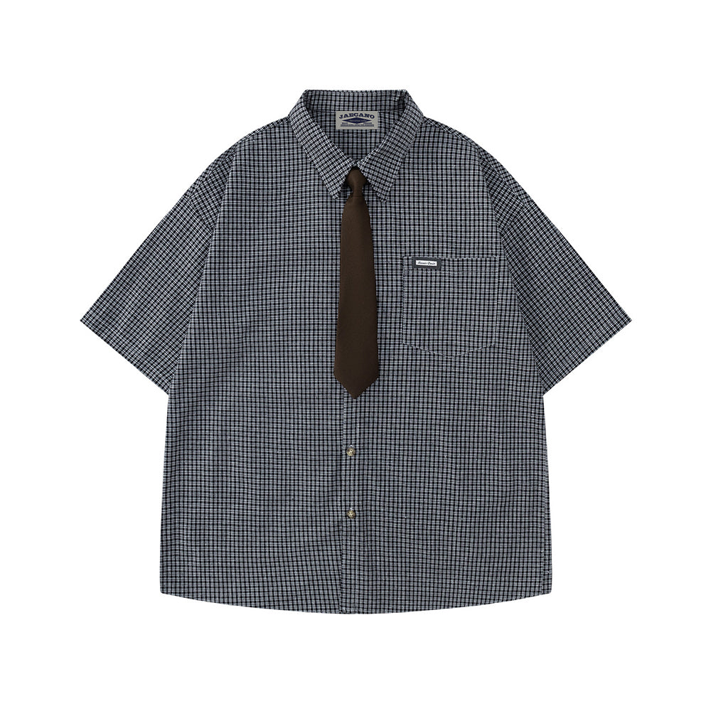 Vintage check short-sleeved shirt
