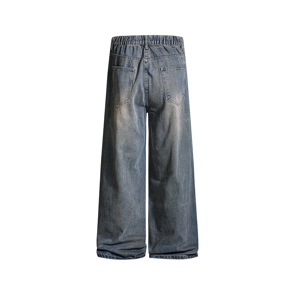 Distressed straight jeans